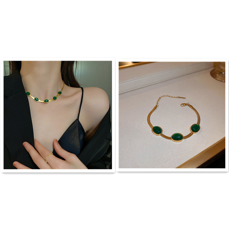 Boho Multilayer Necklace for Women | Green Stone Crystal Pendant & Snake Chain Fashion Jewelry LONDYN UPBRINGING