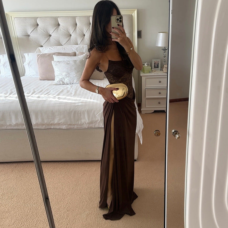 Sheer Lace Elegant Maxi Dress Women Sleeveless Backless Chic Evening Dress Off Shoulder Fashion Midi Dresses Slim Summer Dresses LONDYN UPBRINGING