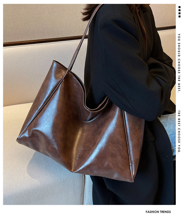 Vintage-Style Leather Tote Bag | Women's Large Capacity Casual Shoulder Bag LONDYN UPBRINGING