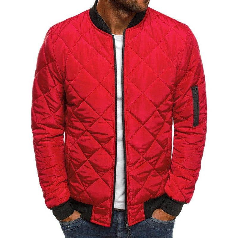 Solid Color Coat Winter Stand Collar Jacket For Men Fashion Rhombus Sewing Design Coat Casual Business Clothing LONDYN UPBRINGING