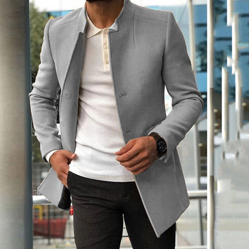 Men’s Slim Fit Business Coat – Fashion Single-Breasted Solid Color Jacket for Fall & Winter Wear LONDYN UPBRINGING