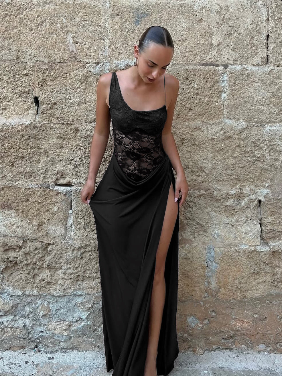 Sheer Lace Elegant Maxi Dress Women Sleeveless Backless Chic Evening Dress Off Shoulder Fashion Midi Dresses Slim Summer Dresses LONDYN UPBRINGING