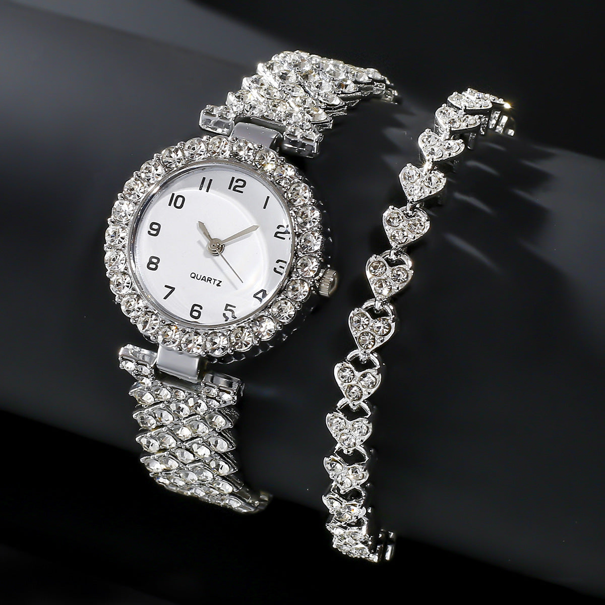 2PCS Luxury Women Watch Set – Silver Strap Quartz Wristwatch with Alloy Bracelet, Perfect Jewelry Gift LONDYN UPBRINGING