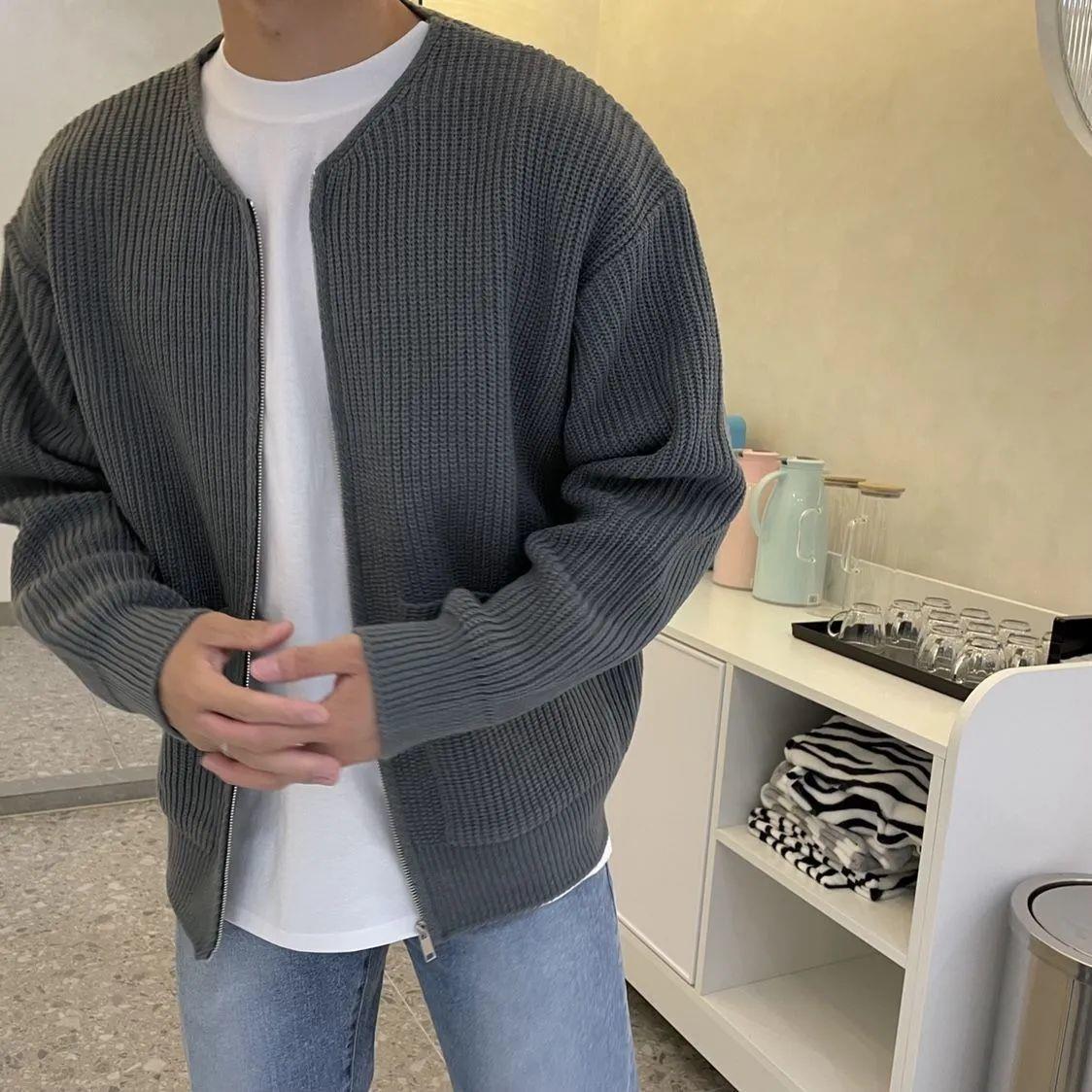 Men's Lined Full-Zip Knit Cardigan Jacket with Pockets - All-Season Comfort LONDYN UPBRINGING