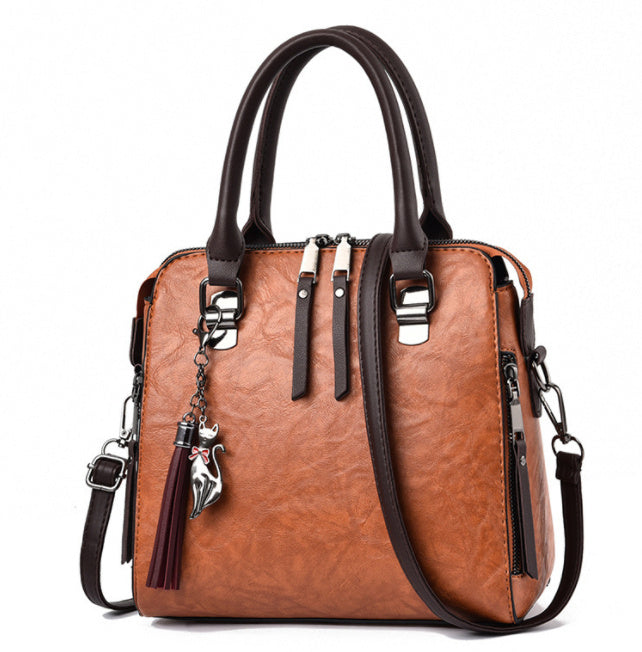 Vintage PU Leather Handbag for Women – Luxury Large Capacity Tote with Tassel & Top Handle Shoulder Bag LONDYN UPBRINGING
