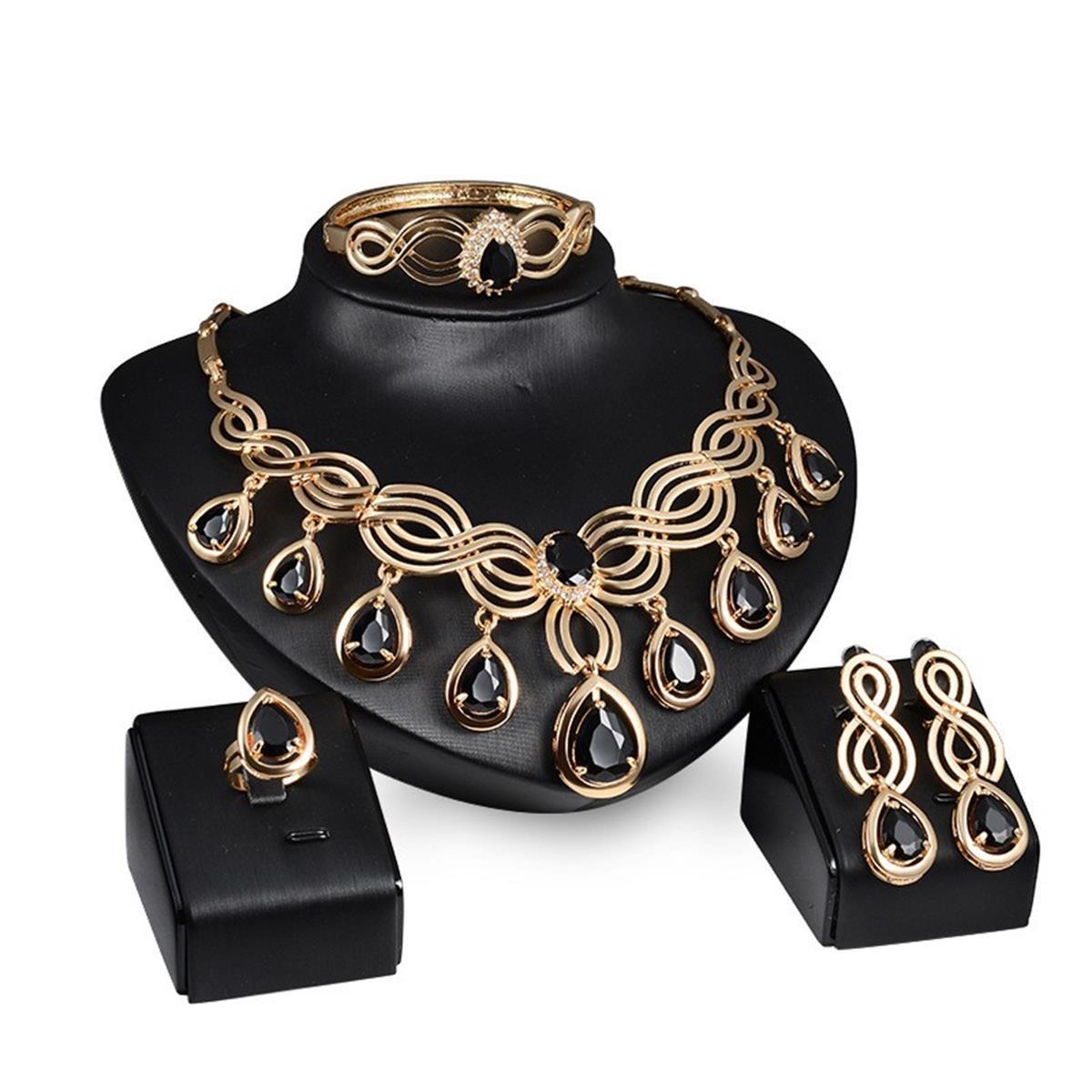 Statement Black Resin & Gold Jewelry Set | Exaggerated Necklace, Earring, Ring & Bracelet Suite LONDYN UPBRINGING