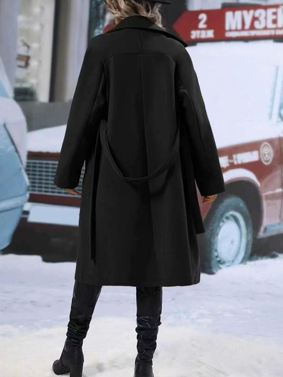 Women's Double-Breasted Trench Coat with Belt – Warm Winter Lapel Long Jacket LONDYN UPBRINGING