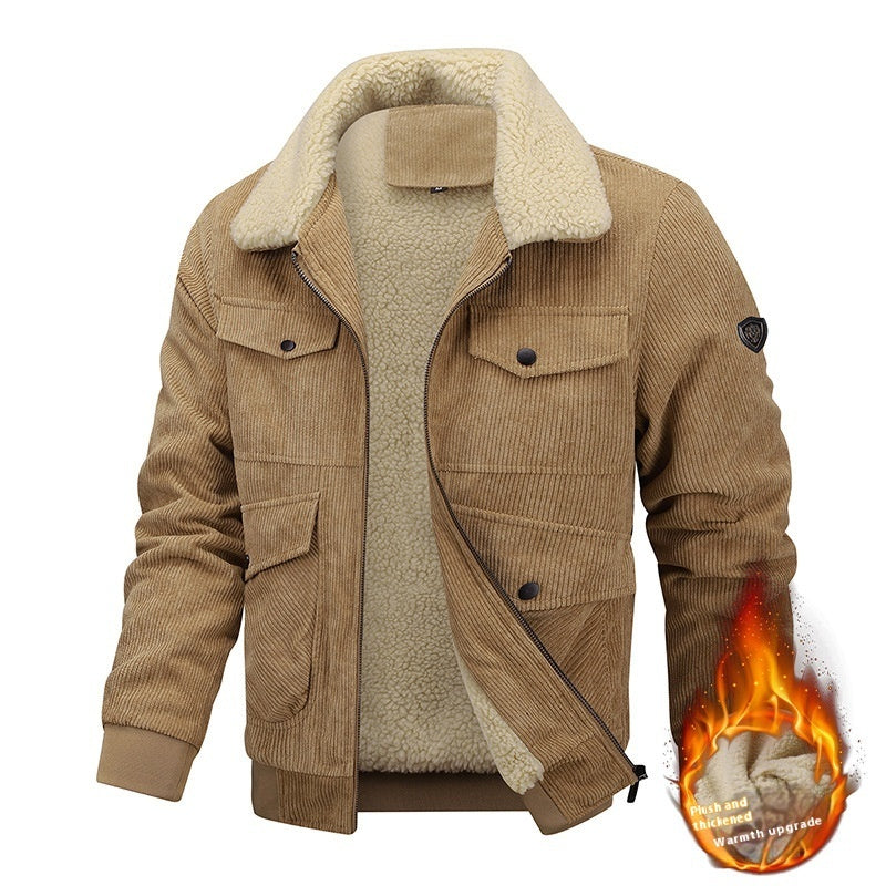 Men’s Winter Lapel Fleece Jacket – Thick Cotton Coat with Pockets for Warm & Stylish Cold-Weather Wear LONDYN UPBRINGING