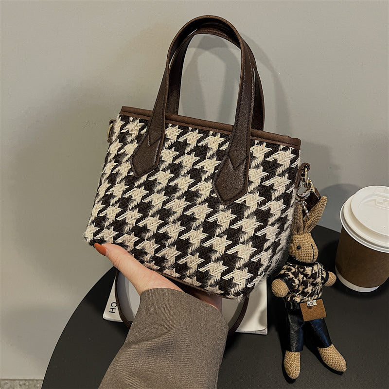 Fashion Houndstooth Shoulder Bag for Women – Stylish Checkerboard Handbag & All-Match Tote Messenger Bag LONDYN UPBRINGING