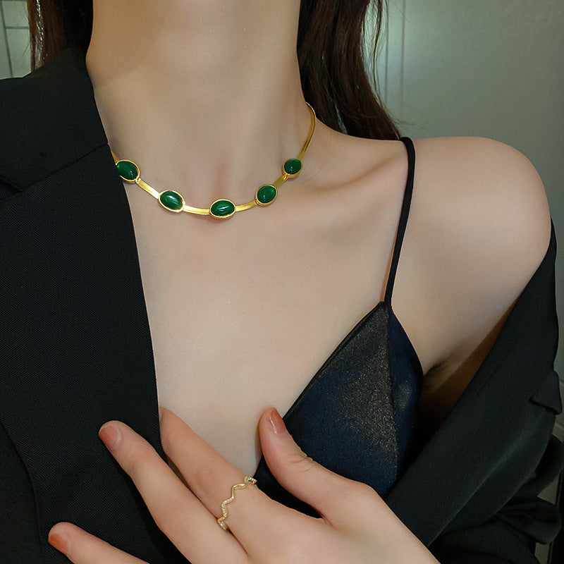 Boho Multilayer Necklace for Women | Green Stone Crystal Pendant & Snake Chain Fashion Jewelry LONDYN UPBRINGING