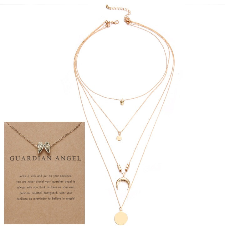 Multi-layer Moon Pendant Necklaces for Women Bohemian Wafer Elegant Necklace LONDYN UPBRINGING