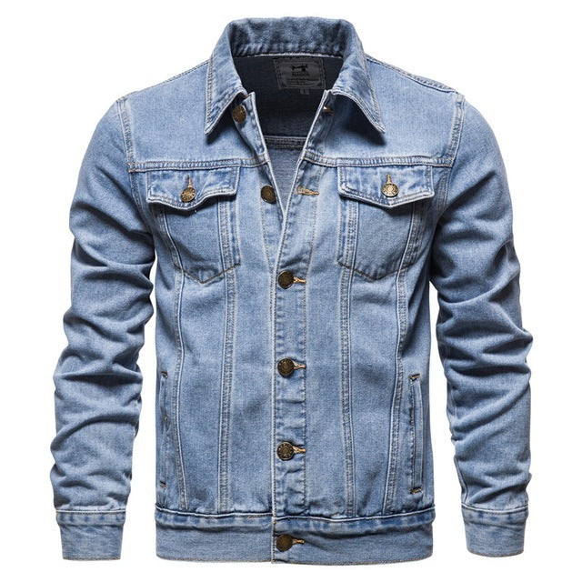 Men’s Casual Blue Denim Jacket – Stylish Lapel Jean Outerwear for Everyday Wear LONDYN UPBRINGING