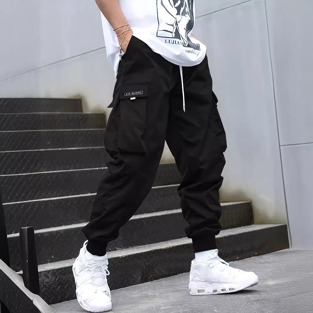 Men’s Multi-Pocket Cargo Pants – Casual Hip-Hop Drawstring Trousers for Outdoor & Streetwear Style LONDYN UPBRINGING