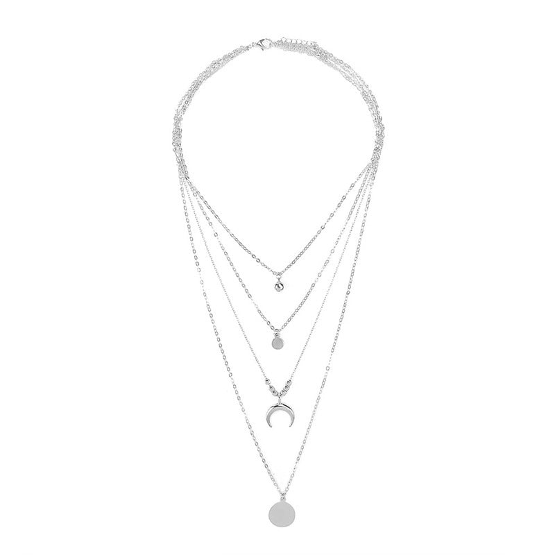 Multi-layer Moon Pendant Necklaces for Women Bohemian Wafer Elegant Necklace LONDYN UPBRINGING