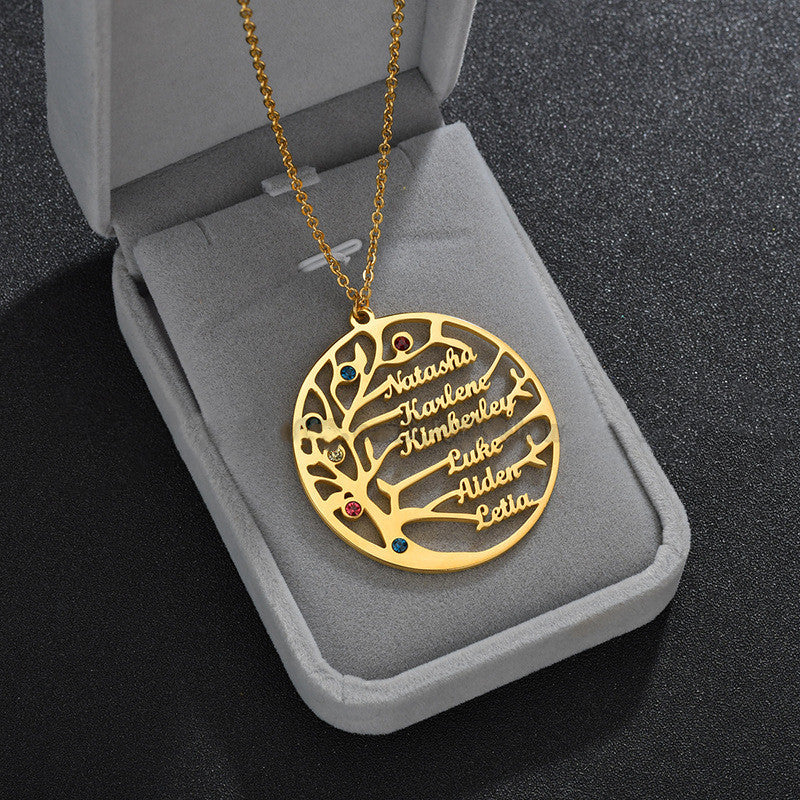 Personalized Golden Tree of Life Name Necklace | Custom Stainless Steel Family Gift LONDYN UPBRINGING