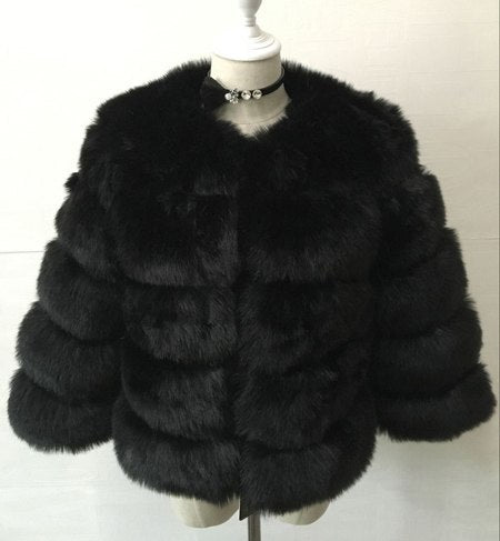 Women's Elegant Faux Mink Fur Coat S-3XL - Thick Warm Winter Outerwear LONDYN UPBRINGING