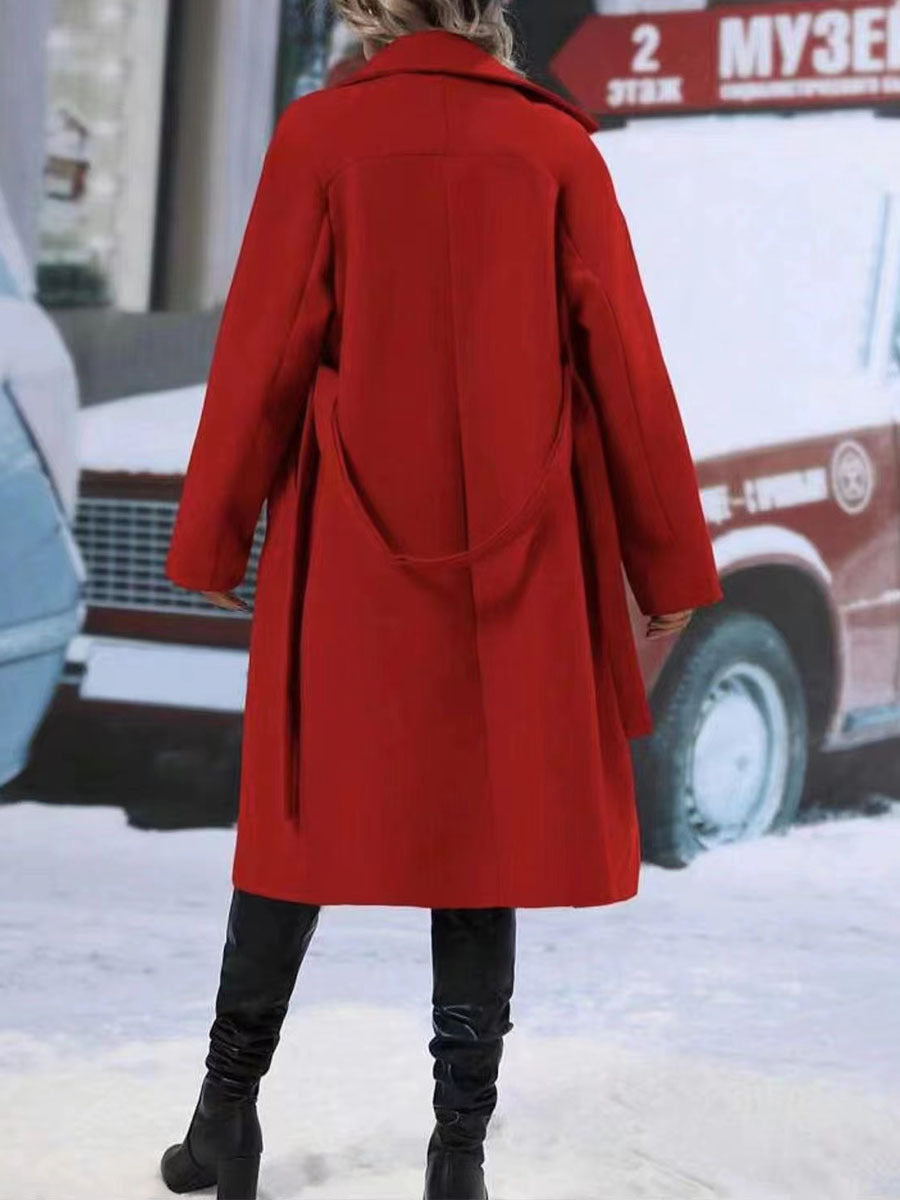 Women's Double-Breasted Trench Coat with Belt – Warm Winter Lapel Long Jacket LONDYN UPBRINGING