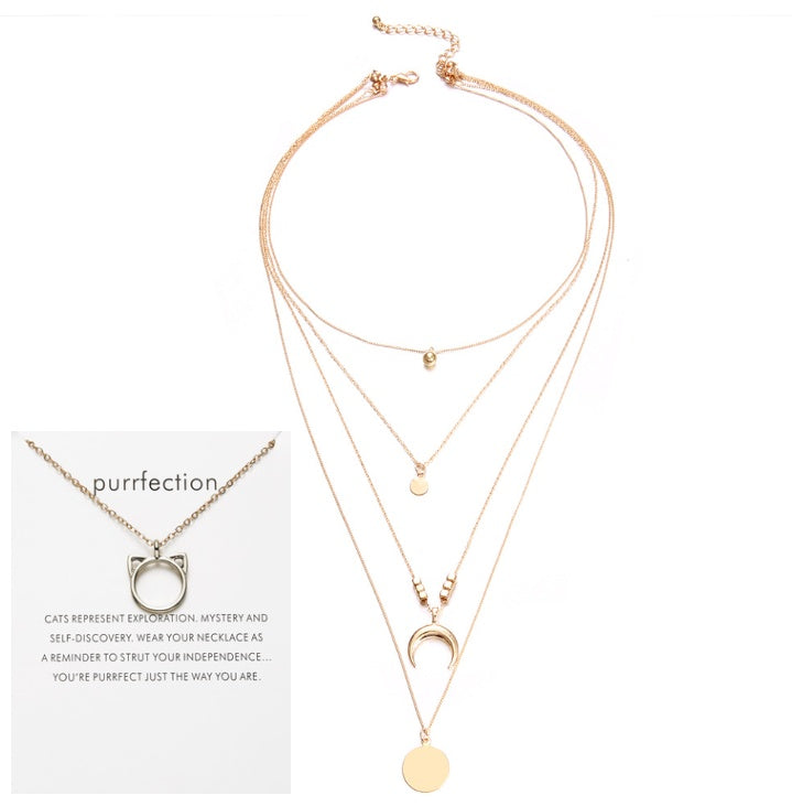 Multi-layer Moon Pendant Necklaces for Women Bohemian Wafer Elegant Necklace LONDYN UPBRINGING