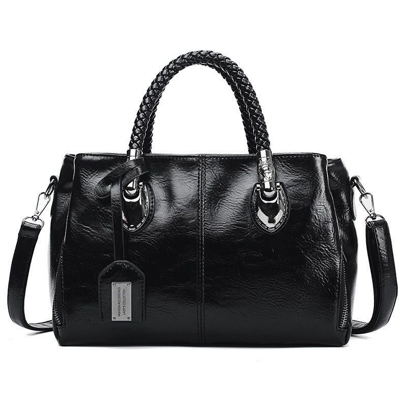 Vintage Oil Wax Leather Handbag for Women – Luxury Retro Shoulder Tote Bag LONDYN UPBRINGING