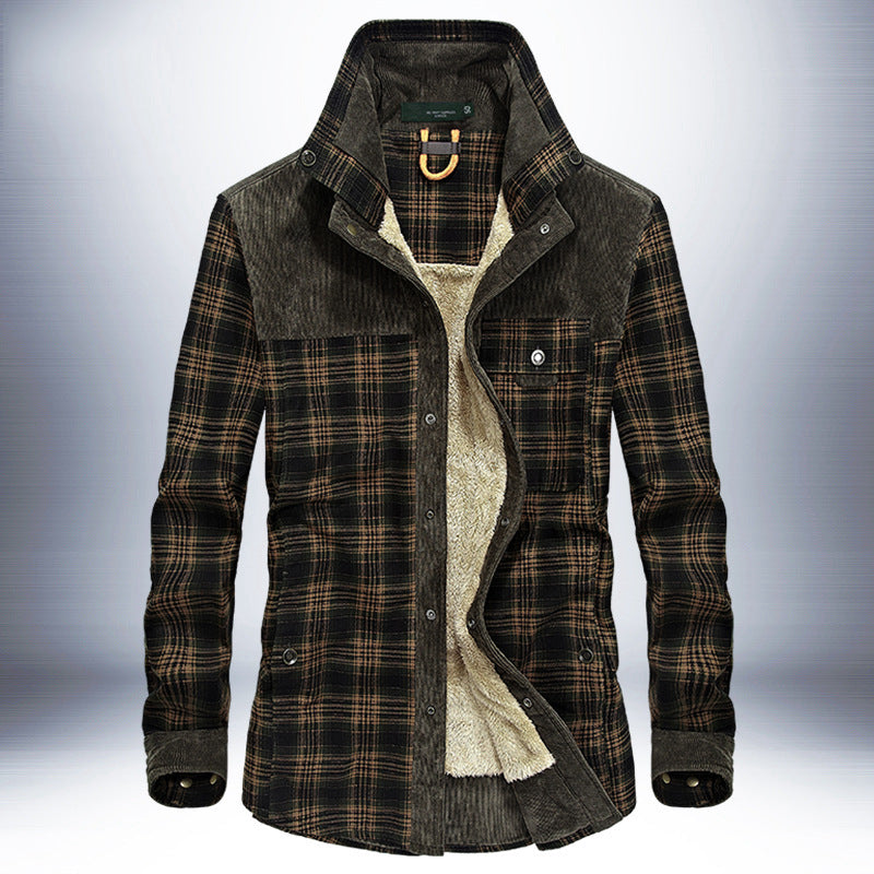 Men’s Thicken Winter Jacket – Warm Fleece & Cotton Plaid Coat for Outdoor Comfort & Military-Style Fashion LONDYN UPBRINGING