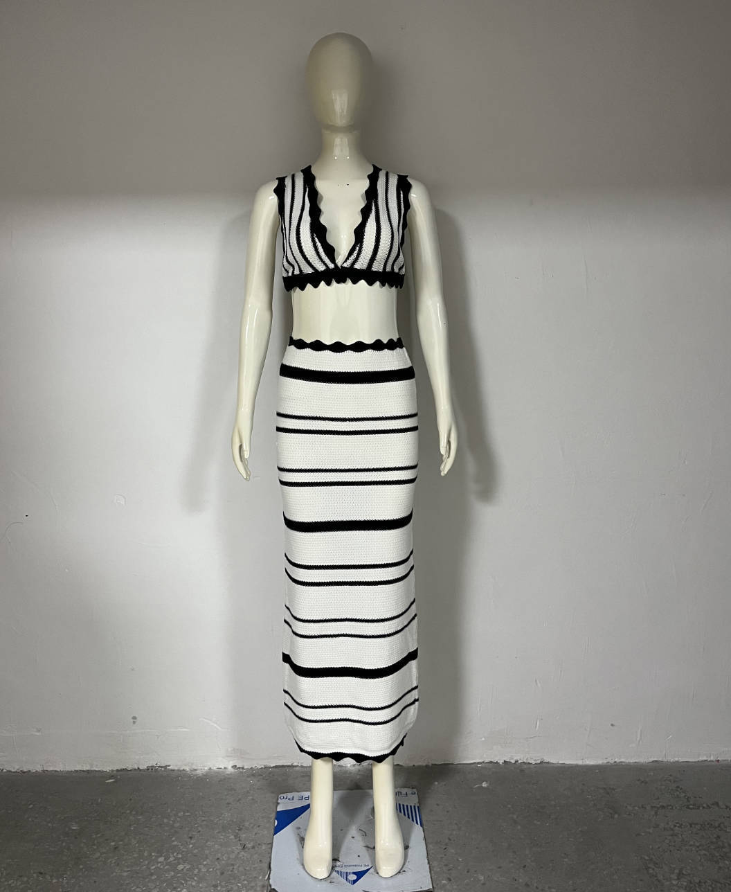 2pcs Striped Bikini Casual Vest Sling Top Suit Beach Summer Y2K Long Dress Suits For Women LONDYN UPBRINGING
