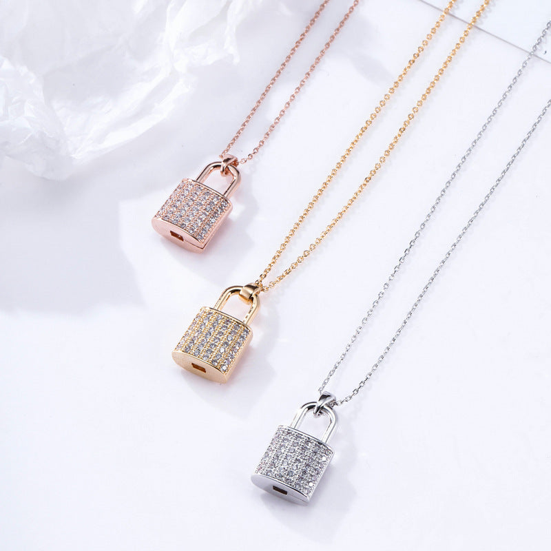 Luxury Zircon Lock Necklace for Couples | Lover's Heart Lock Key Pendant Jewelry LONDYN UPBRINGING