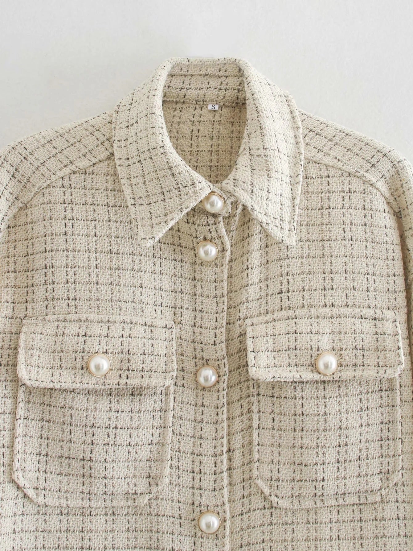 Women's Elegant Plaid Pattern Thick Coat - Pearl Button Autumn/Winter Jacket LONDYN UPBRINGING