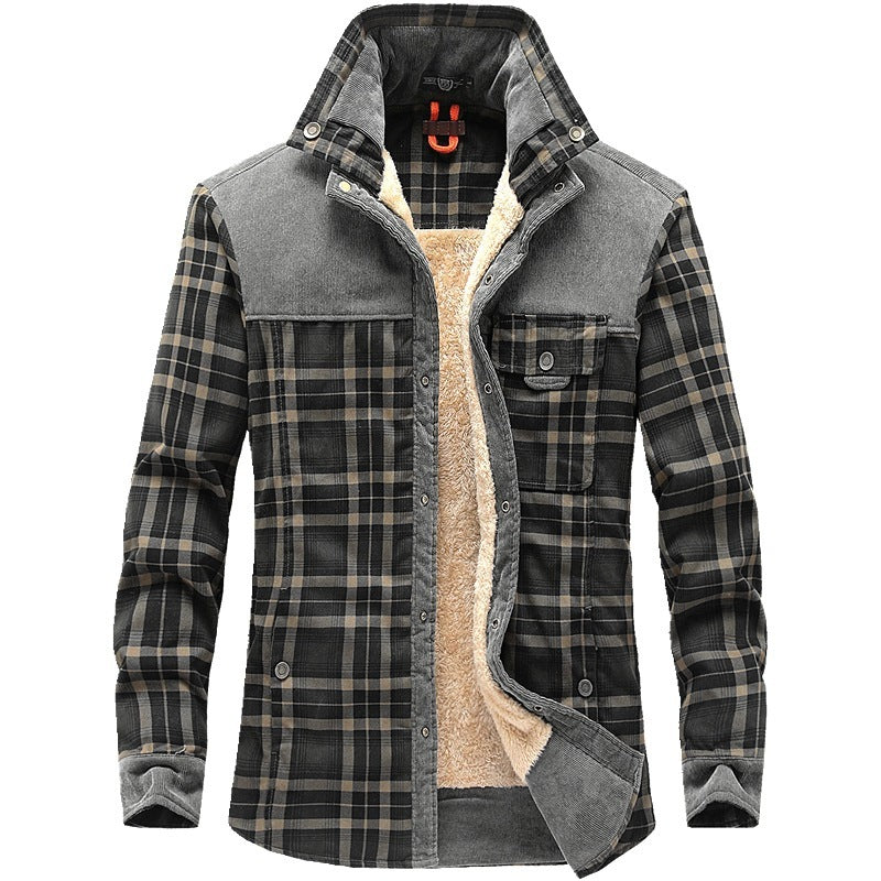 Men’s Thicken Winter Jacket – Warm Fleece & Cotton Plaid Coat for Outdoor Comfort & Military-Style Fashion LONDYN UPBRINGING