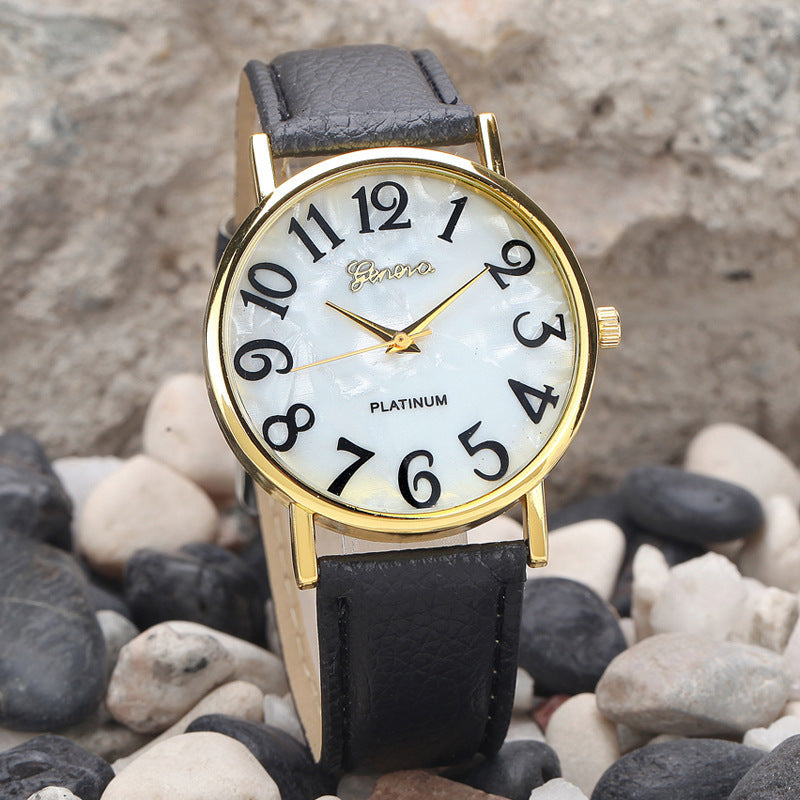 Marble Belt Geneva Watch – Fashion Shell Face Casual Watch for Men & Women LONDYN UPBRINGING