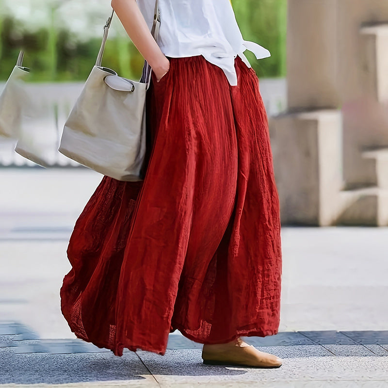 Bohemian Flowy Maxi Skirt for Women: High Waist A-Line Long Skirt with Pockets LONDYN UPBRINGING
