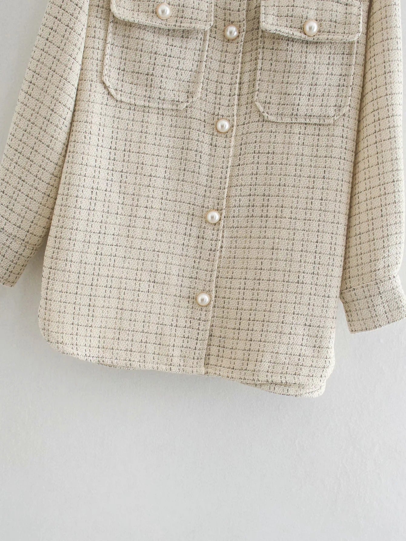 Women's Elegant Plaid Pattern Thick Coat - Pearl Button Autumn/Winter Jacket LONDYN UPBRINGING