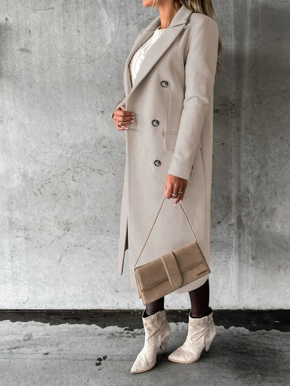 Women's Double-Breasted Long Lapel Coat LONDYN UPBRINGING