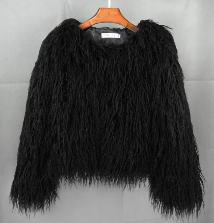 Plus Size Colorful Boho Faux Fur Coat - Women's Shaggy Winter Jacket LONDYN UPBRINGING