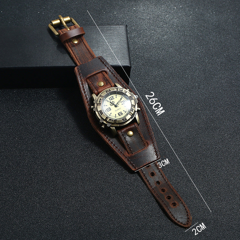 Vintage Leather Bracelet Watch – Versatile Fashion Timepiece for Men & Women LONDYN UPBRINGING
