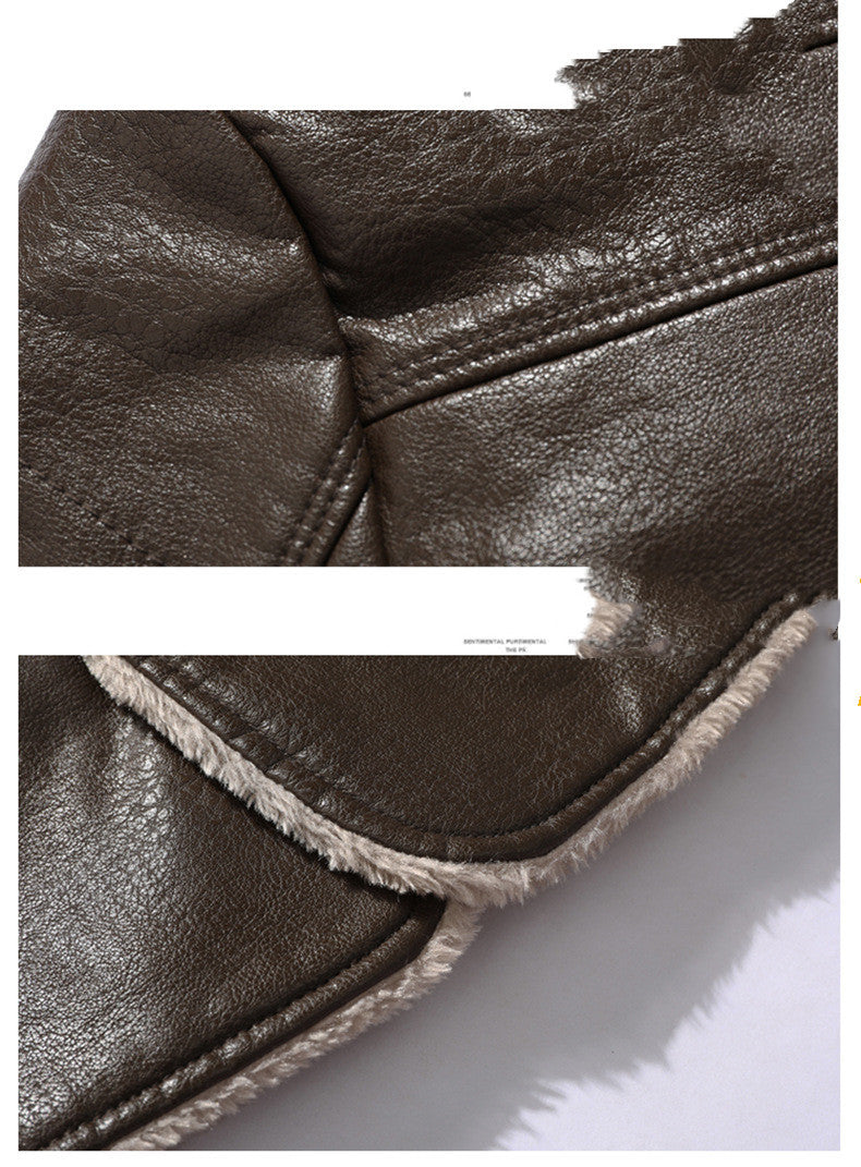 Men’s Plush Lapel Leather Jacket – Warm Fleece Winter Coat for Stylish & Cozy Wear LONDYN UPBRINGING