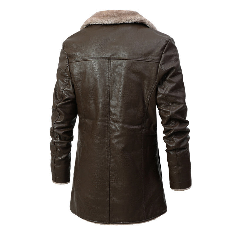 Men’s Plush Lapel Leather Jacket – Warm Fleece Winter Coat for Stylish & Cozy Wear LONDYN UPBRINGING