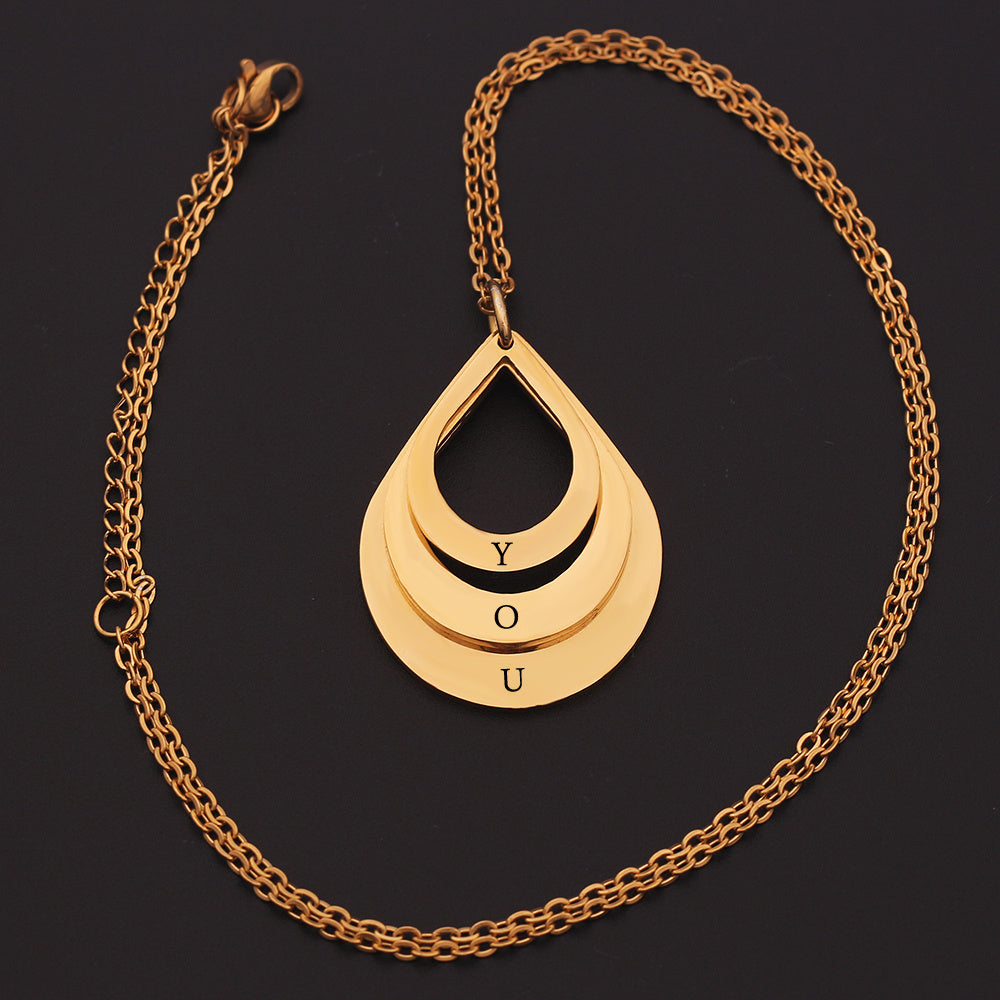 3 Drop Engraving Name Necklace | Personalized Stainless Steel Water Drop Pendant LONDYN UPBRINGING