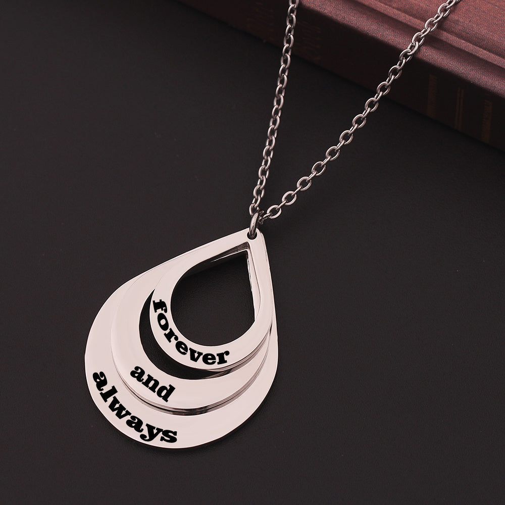 3 Drop Engraving Name Necklace | Personalized Stainless Steel Water Drop Pendant LONDYN UPBRINGING