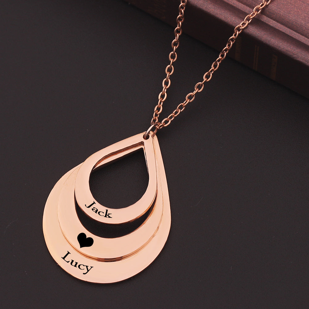 3 Drop Engraving Name Necklace | Personalized Stainless Steel Water Drop Pendant LONDYN UPBRINGING