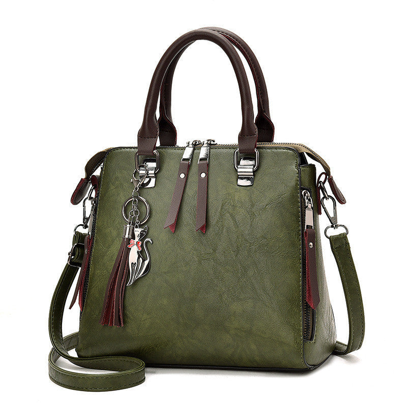Vintage PU Leather Handbag for Women – Luxury Large Capacity Tote with Tassel & Top Handle Shoulder Bag LONDYN UPBRINGING