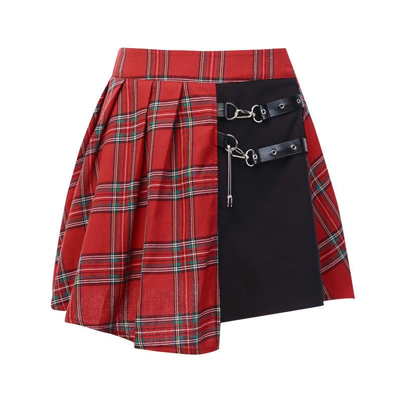 Women's Checkered Gothic & Pleated Short Skirt LONDYN UPBRINGING