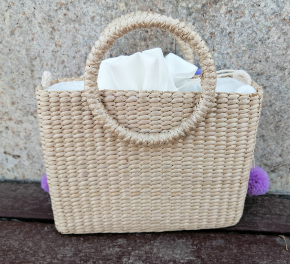 Thailand Hydrangea Letter Embroidery Straw Bag - Summer Beach Handbag LONDYN UPBRINGING