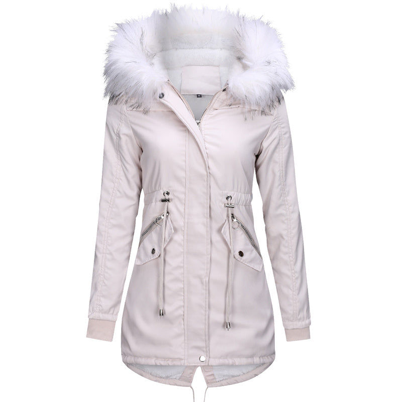 Women's Long Cotton Hooded Jacket - Casual Fur Trim High Street Coat LONDYN UPBRINGING