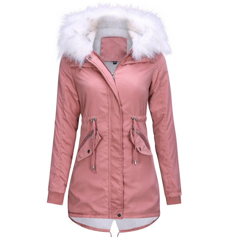 Women's Long Cotton Hooded Jacket - Casual Fur Trim High Street Coat LONDYN UPBRINGING