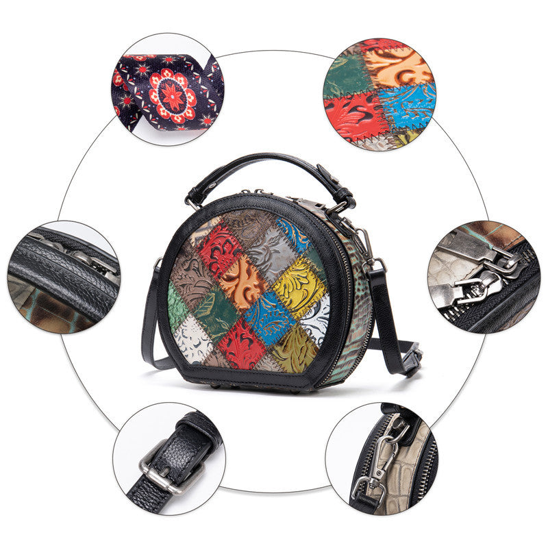 Colorful Genuine Leather Mini Shoulder Bag - Women's Retro Crossbody Handbag LONDYN UPBRINGING