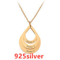 3 Drop Engraving Name Necklace | Personalized Stainless Steel Water Drop Pendant LONDYN UPBRINGING