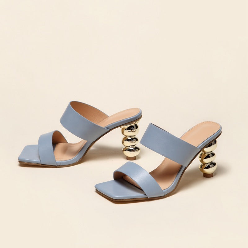 Women's Summer High Heels with Electroplating Heel: Fashion Metallic Finish Sandals LONDYN UPBRINGING