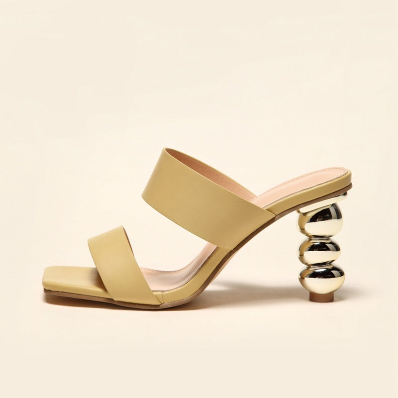 Women's Summer High Heels with Electroplating Heel: Fashion Metallic Finish Sandals LONDYN UPBRINGING