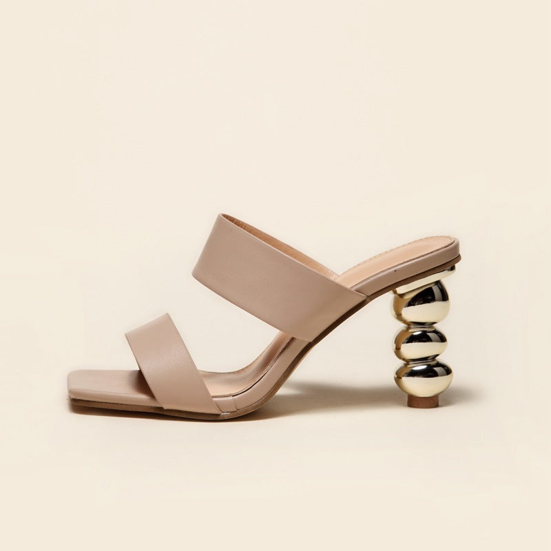 Women's Summer High Heels with Electroplating Heel: Fashion Metallic Finish Sandals LONDYN UPBRINGING