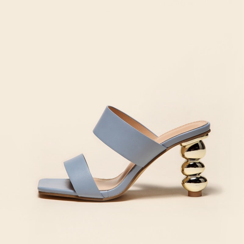 Women's Summer High Heels with Electroplating Heel: Fashion Metallic Finish Sandals LONDYN UPBRINGING